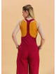 Red Womens Wide Leg Jumpsuit with Zipper Detail and Pockets 4673